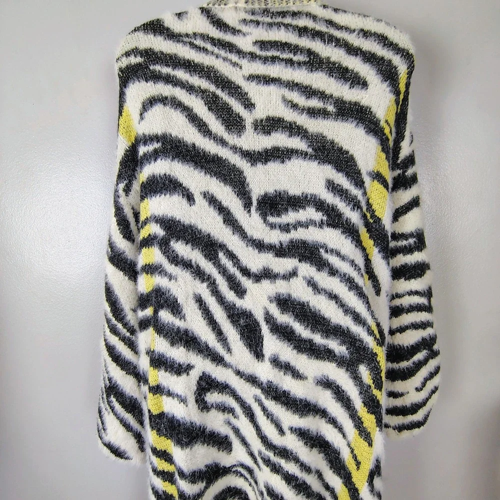 Do Everything In Love Zebra Print Fuzzy Longline Cardigan OS animal mob wife - Picture 8 of 14